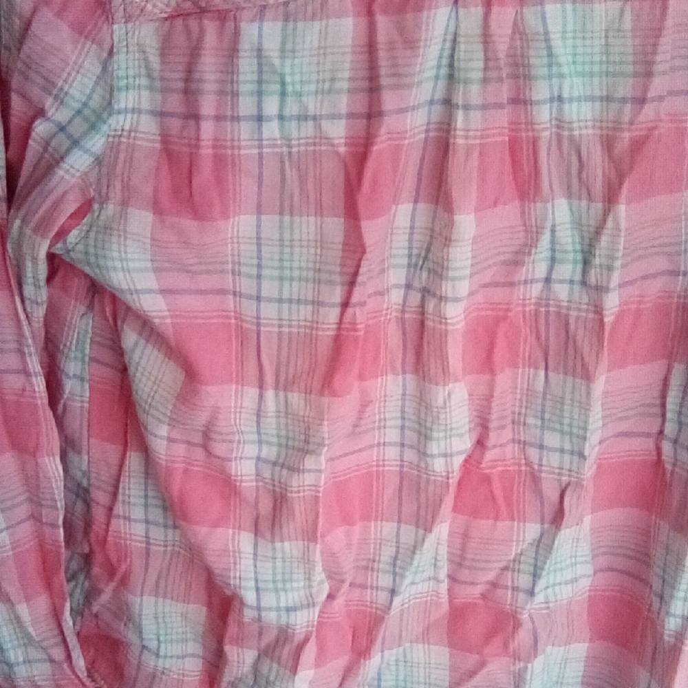 Sonoma Coral and Mint Plaid Shirt - Picture 9 of 10